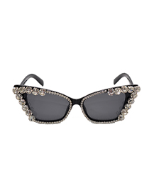 Fashion Black Resin Diamond Frame Sunglasses