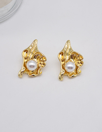 Fashion Ear Studs Alloy Crinkle Pearl Stud Earrings