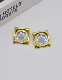 Fashion Gold Metal Square Mirror Stud Earrings