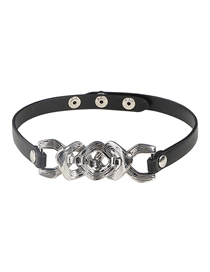 Fashion #8 Silver Pu Leather Chain Geometric Necklace