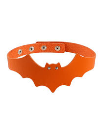 Fashion Orange Pu Leather Bat Buckle Necklace
