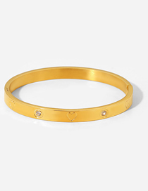 Fashion Gold Titanium Steel Inlaid Zirconium Heart Bracelet