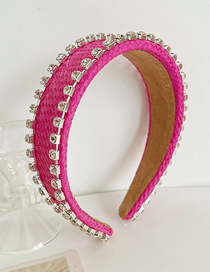 Fashion Rose Red Straw Diamond Wide-brimmed Headband