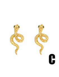 Fashion C Bronze Zirconium Snake Stud Earrings