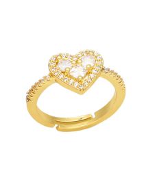 Fashion White Bronze Zirconium Heart Ring