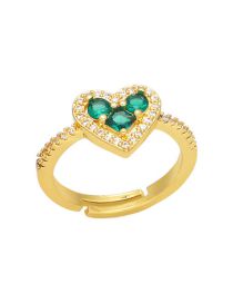 Fashion Green Bronze Zirconium Heart Ring