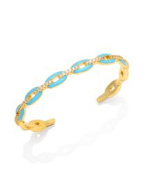 Fashion Blue Bronze Diamond Drop Oil Geometric Open Bracelet