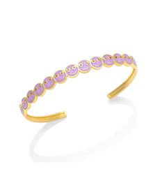 Fashion Purple Copper Drip Oil Smiley Open Bracelet