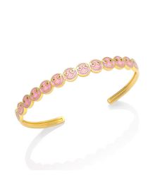 Fashion Pink Copper Drip Oil Smiley Open Bracelet