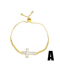Fashion A Brass Diamond Cross Pull Bracelet