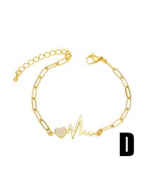 Fashion D Brass Diamond Heart Pull Bracelet