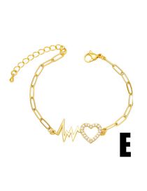 Fashion E Brass Diamond Heart Pull Bracelet