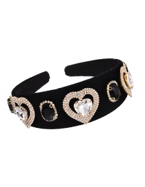 Fashion White Fabric Alloy Diamond Heart Headband 4cm