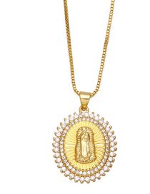 Fashion C Bronze Virgin Mary Necklace With Diamonds