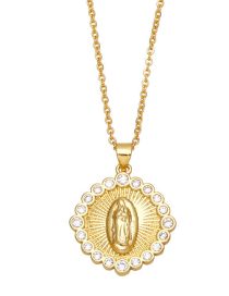 Fashion B Bronze Virgin Mary Necklace With Diamonds