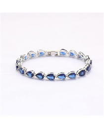 Fashion White Blue Diamond 17cm Bronze Zirconium Drop Bracelet