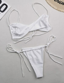 Fashion Bright White Polyester Twist-pack Drawstring Split Swimsuit