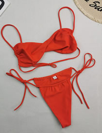 Fashion Orange Polyester Twist-pack Drawstring Split Swimsuit