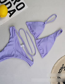 Fashion Light Purple Polyester One-shoulder Split Swimsuit