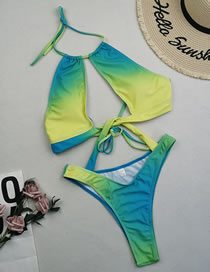 Fashion Green Polyester Gradient Strap One-piece Swimsuit