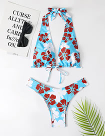 Fashion 2# Printed Halterneck Tie Swimsuit