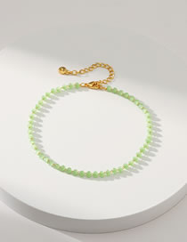 Fashion Green Copper Gold Plated Crystal Beaded Anklet