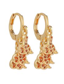 Fashion Orange Copper Diamond Multilayer Snake Earrings