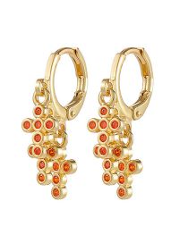 Fashion Orange Copper Diamond Multi-layer Cross Earrings