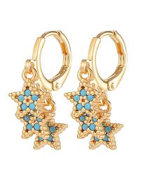 Fashion Sky Blue Brass Diamond Multi-layer Star Earrings