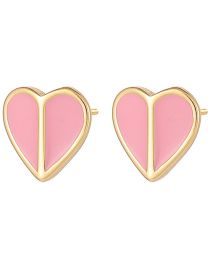 Fashion Pink Pure Copper Drip Oil Love Stud Earrings