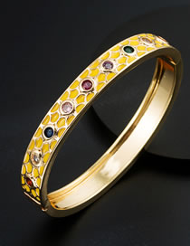 Fashion Yellow Zirconium Drop Oil Geometric Bracelet In Gold Plated Copper