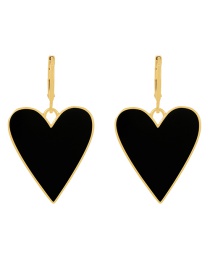 Fashion Black Copper Drop Oil Heart Earrings