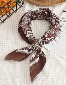 Fashion Brown Cotton And Linen Print Scarf