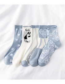 Fashion 5 Pairs Mesh Print Socks