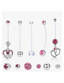 Fashion Pink set (price for 5) Titanium Steel Diamond Love Foot Piercing Navel Nail