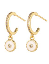 Fashion White Copper Gold Plated Diamond Geometric Oil Drop C-hoop Earrings