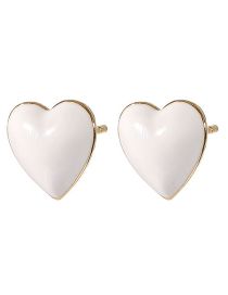 Fashion White Copper Drop Oil Love Stud Earrings