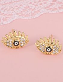 Fashion Black Copper Gold Plated Diamond Eye Stud Earrings