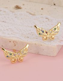 Fashion Color Copper Diamond Butterfly Stud Earrings