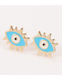 Fashion Blue Copper Drop Oil Eye Stud Earrings