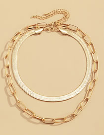Fashion Gold Alloy Snake Bone Chain Double Layer Necklace
