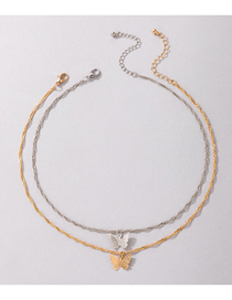 Fashion Gold Color And Silver Color-2 Alloy Butterfly Double Layer Necklace