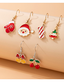 Fashion 1# Alloy Drip Gloves Cherry Candy Christmas Tree Stud Earrings Set