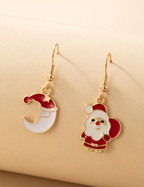 Fashion 2# Alloy Drop Oil Moon Santa Asymmetric Stud Earrings