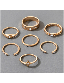 Fashion Gold Color Alloy Diamond Sunstar Geometric Open Ring Set