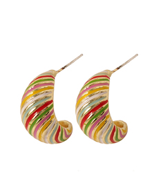 Fashion 4# Alloy Drip Oil Spiral C-shaped Earrings