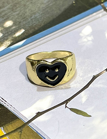 Fashion 7# Titanium Steel Drip Oil Smiley Heart Ring