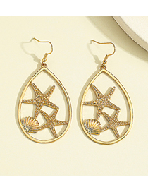 Fashion Gold Color Alloy Geometric Starfish Shell Drop Earrings
