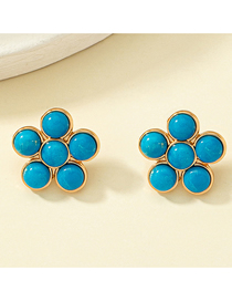 Fashion Blue Alloy Geometric Flower Stud Earrings