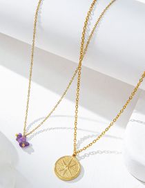 Fashion Gold Titanium Steel Geometric Gravel Star Medal Necklace Set